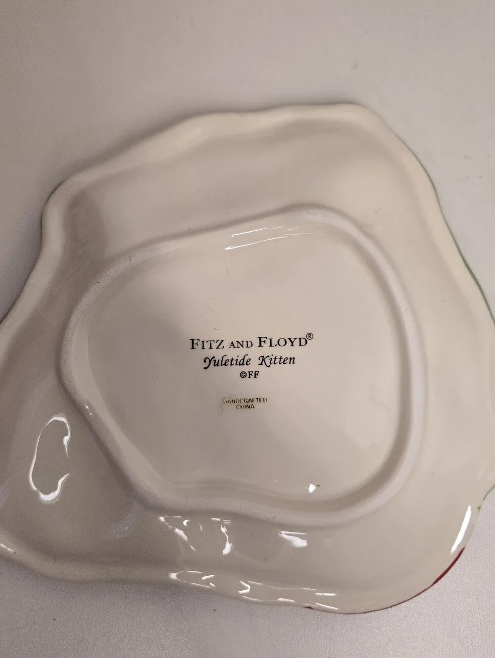 Fitz and Floyd Yuletide Kitten Snack Plate with Spreader 2008 New Open Box